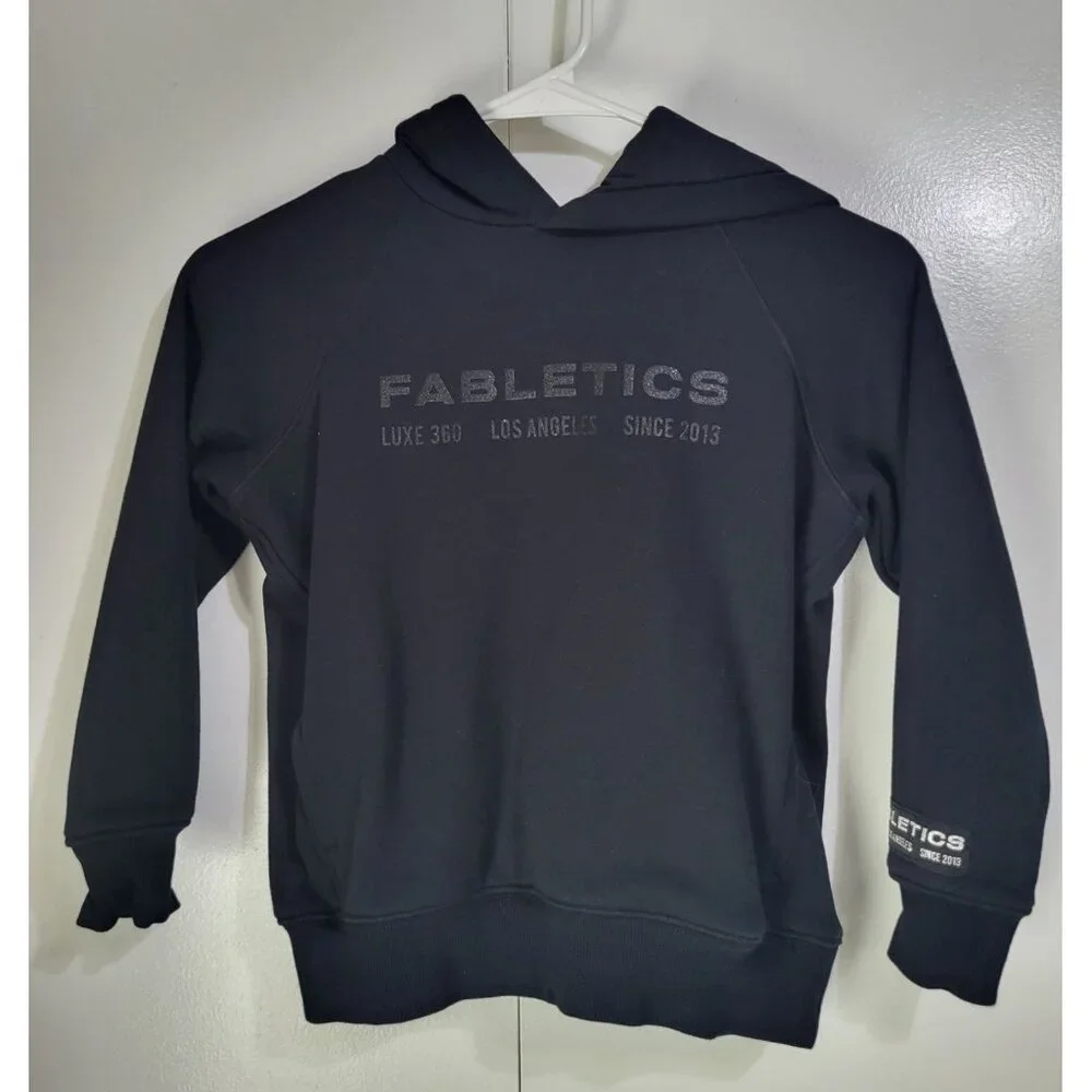 FABLETICS The Kids Unisex Go-To Hoodie Black Logo Sweatshirt SZ Small 6/7 - Picture 2 of 8